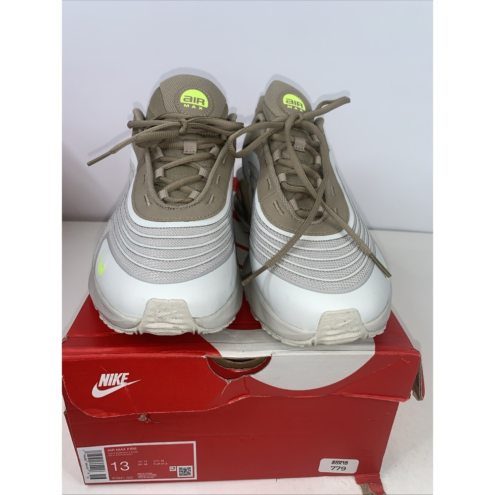 New Nike Air Max Fire Mens Size 13 Light Bone Volt Khaki Sneakers IF2621-002